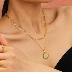 Gold-Tone Layered Sunburst Pendant Necklace