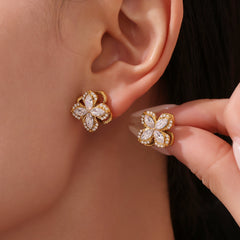 Gold-Tone Rotating Flower Cubic Zirconia Jewelry & Chains