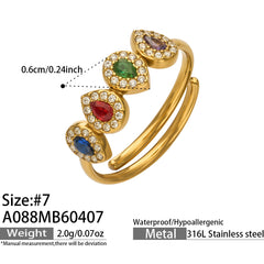 Colored Glass and Cubic Zirconia Ring Collection