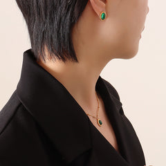 Oval Stone-Look Necklace or Earrings