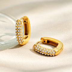 Cubic Zirconia U-Shaped Hoop Earrings