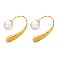 Curved Pearl-Look Drop Earrings