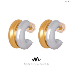 Double-Layer Sculptural C-Hoop Earrings