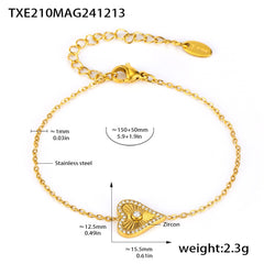 18K Gold-Plated Cubic Zirconia Heart Necklace or Bracelet