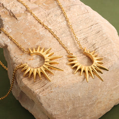 Gold-Tone and Silver-Tone Sunburst Pendant Necklace