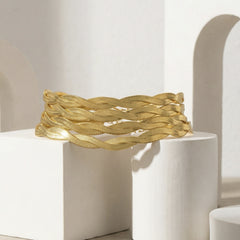 18K Gold-Plated Woven Flat Chain Bracelet