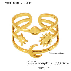 18K Gold-Plated Sculptural Open Ring Designs