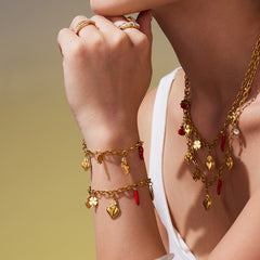 18K Gold-Plated Chili and Heart Charm Jewelry