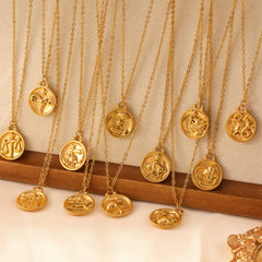 Zodiac Coin Pendant Necklace