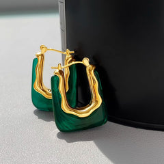 Nicolette Vintage-Inspired Resin Geometric Huggie Earrings