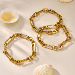 18K Gold-Plated Geometric Link Bracelet