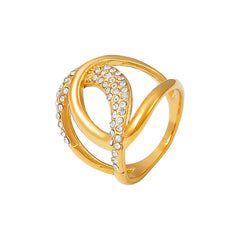 18K Gold-Plated Open Loop Cubic Zirconia Ring