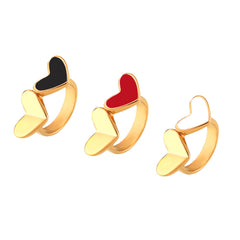 18K Gold-Plated Enamel Heart Ring
