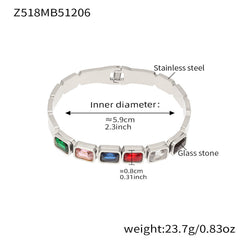 Czech Glass Square Accent Clasp Bangle