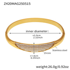 18K Gold-Plated Cubic Zirconia Wave Clasp Bracelet