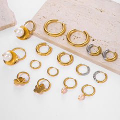 18K Gold-Plated Hoop and Pearl Earring Designs