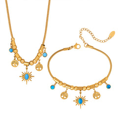Gold-Tone Celestial Charm Necklace & Bracelet