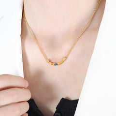 Natural Stone Curved Pendant Necklace
