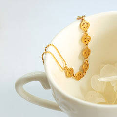 Smiley Face Disc Chain Bracelet