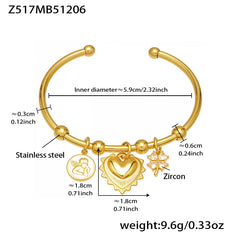 Sculptural Charm-Accent Open Cuff Bracelet