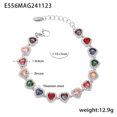 Heart & Round Cubic Zirconia Necklace & Bracelet