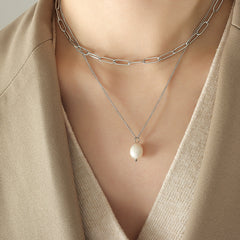 Layered Freshwater Pearl Pendant Necklace