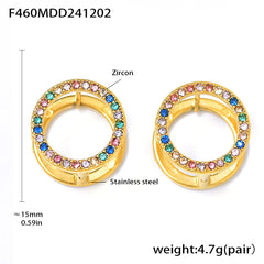 Clear or Multicolor Cubic Zirconia Circle Earrings