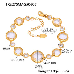 Gold-Tone Faceted Glass Link Bracelet