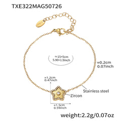 Cubic Zirconia Flower & Star Necklace & Bracelet