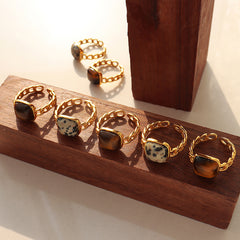 Tiger Eye and Natural Stone Open Link Ring