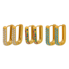 Turquoise & Cubic Zirconia Hoop Earrings