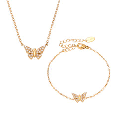 Cubic Zirconia Butterfly Necklace and Bracelet