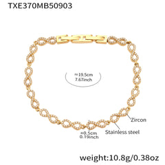 Cubic Zirconia Heart and Round Link Jewelry
