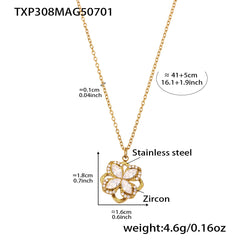 Gold-Tone Rotating Flower Cubic Zirconia Jewelry & Chains