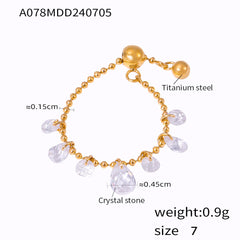 Crystal Accent Bead Chain Ring