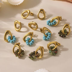 Turquoise & Natural Stone Cluster Earrings