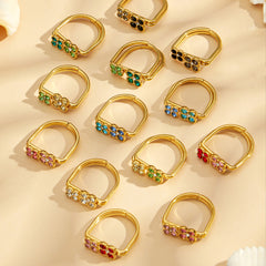 Color Cubic Zirconia Double Flower Ring