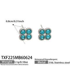 Color Four-Petal Cubic Zirconia Necklace and Earrings