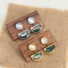 Resin Cat-Eye Accent Drop Earrings