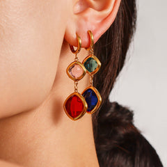 Faceted Czech Glass Two-Part Drop Earrings