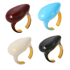 18K Gold-Plated Enamel Teardrop Open Ring