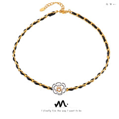 Gold-Tone Flower Cord Necklace