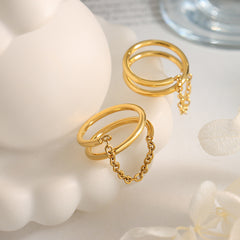 18K Gold-Plated Double-Band Chain Ring