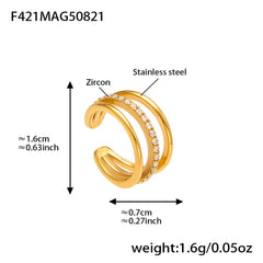 Cubic Zirconia Layered Ear Cuffs — Single