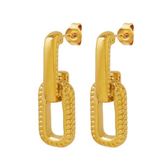 Textured Linked U-Drop Earrings