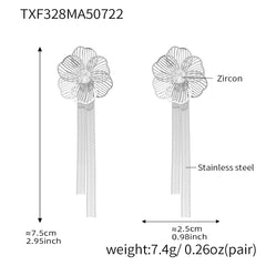 Cubic Zirconia Flower Tassel Jewelry