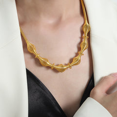 Gold-Tone Sculptural Layered Chain Necklace
