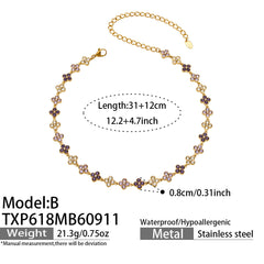 Color Cubic Zirconia Four-Petal Flower Jewelry