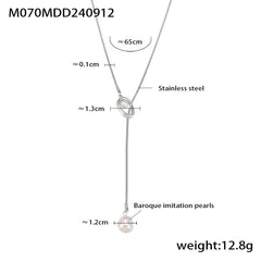 Long Pearl-Look Lariat Necklace