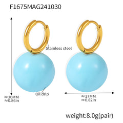 Polished or Enamel Ball Drop Earrings